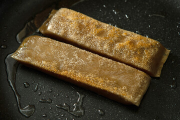 Buckwheat Crepe in a pan	