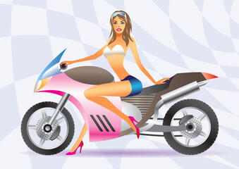 Fototapeta na wymiar vector image of sexy biker girl - vector illustration