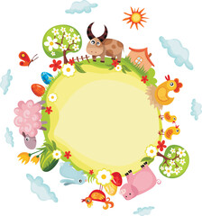 Naklejka premium vector illustration of a cute farm card