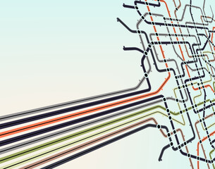Abstract editable vector background of a subway map