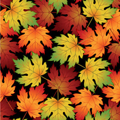 Naklejka na ściany i meble Seamless pattern from autumn leaves(can be repeated and scaled in any size)