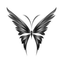 Vector black & white illustration of icon simply butterfly