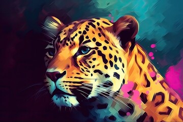 leopard painting on a dark background Generative AI