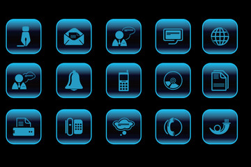 Communication icons blue Series