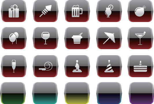 Party and Celebration icons Transparent metal Series