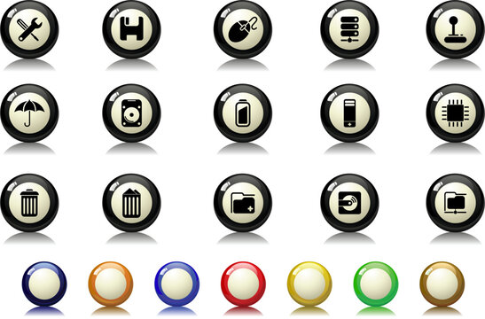 Computer and Data icons Billiards  series