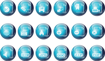 Document and File formats icons cyan crystal Series