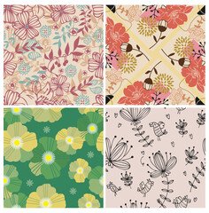 four flower seamless pattern
