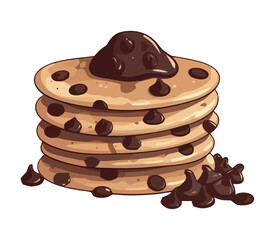 Stack of pancakes with chocolate and cream