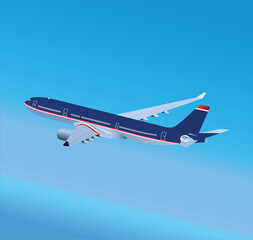 Vector airplane in sky