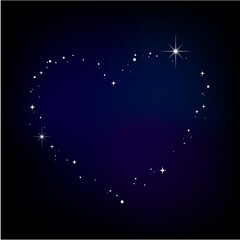 Fototapeta premium Star heart in night sky