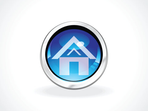 abstract glossy home botton in blue vector illustration