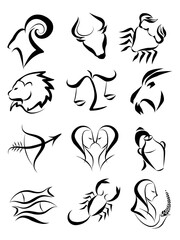 Fototapeta premium Zodiac Star Signs isolated on white background