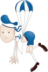young paratrooper in sailor suit, isolated  illustrations