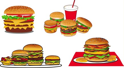 Set of Burget Food Vector