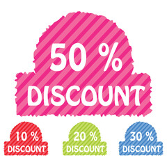 illustration of set of discount icons on isolated background
