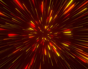 Star Burst Neon Line Abstract Background, In Colors Of Yellow, Red And Orange
