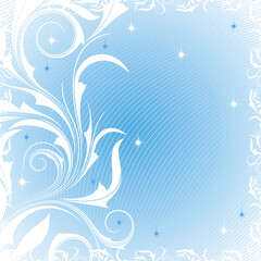 Fototapeta na wymiar Blue background with snowflake and frosty patterns
