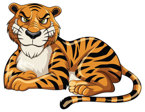 Tiger Lying Cartoon Character