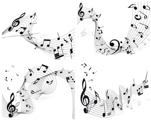 Vector musical notes staff background for design use