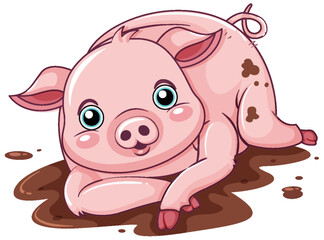Cute pig cartoon character