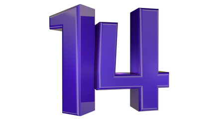 Purple 3d number 14