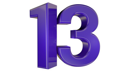 Obraz premium Purple 3d number 13