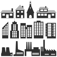 Obraz premium vector set of various buildings