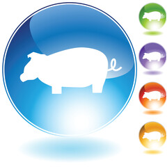 Pig crystal icon isolated on a white background.