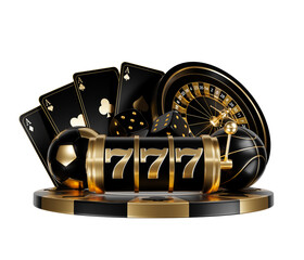 black gold roulette 777 slot machine ace card poker chip casino gamble element isolated. black gold roulette 777 slot machine ace card poker chip casino gamble element. roulette slot machine 3d render