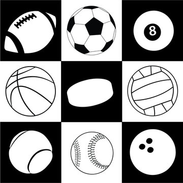 vector set of various sport balls