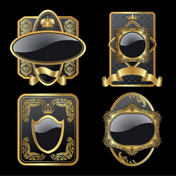 Set from black labels with gold frame