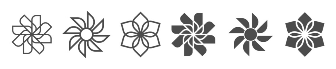 Set of Flowers Icon Isolated on White Background. Flowers Symbol Vector illustration