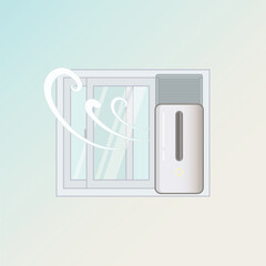 Summer heat air conditioner, window type air conditioner appliance illustration