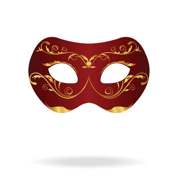 Illustration of realistic carnival or theater mask isolated on white background - vector