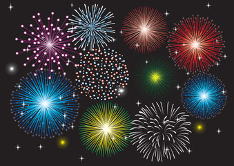 Fototapeta premium vector fireworks in the dark sky