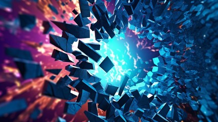 Background with abstract geometric design. design with crushing surface for explosions. 3D representation. GENERATE AI - obrazy, fototapety, plakaty