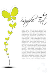 illustration of abstract floral text template with plant of butterfly