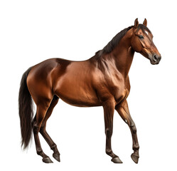 Obraz premium Bay sport horse isolated on Transparent background, generate ai