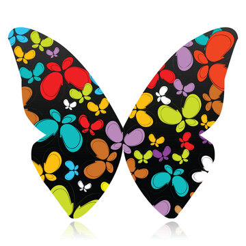 illustration of butterfly formed by several colorful butterflies