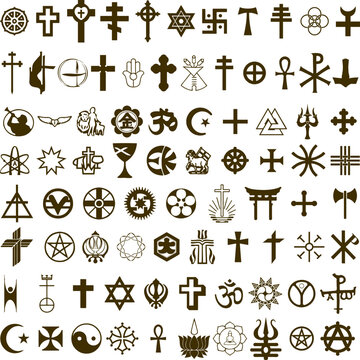 vector. various religious symbols tatto