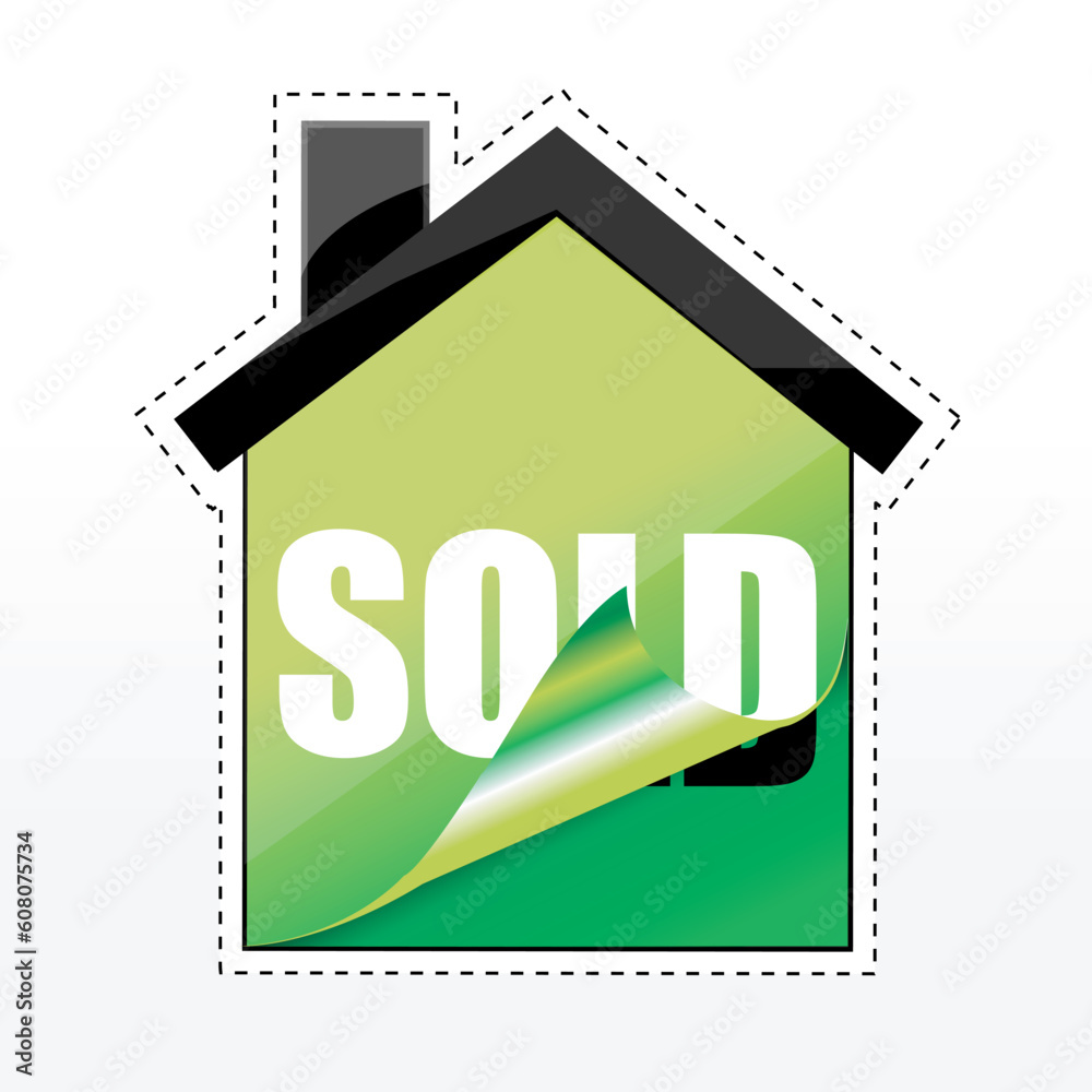 Canvas Prints illustration of tag of sold in shape of house