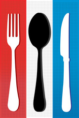 illustration of set of cutlery on colorful background