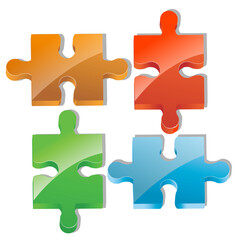 illustration of pieces of jigsaw puzzle on isolated background