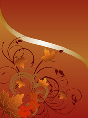 vector eps10 illustration of colorful leaves on a floral background