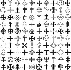 Set Crosses vector. various religious symbols