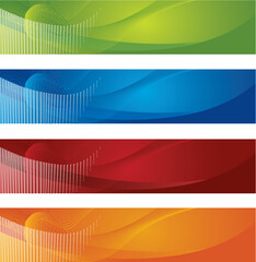 Set of 4 halftone and gradient banners. This image is a vector ilustration.