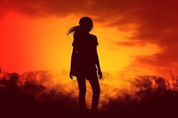 Obraz premium silhouette of a person in a field