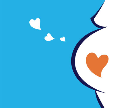 Great expectation of baby boy! Stylized vector illustration of pregnant woman.