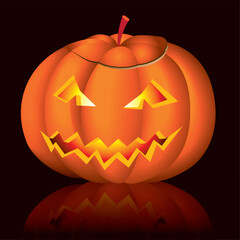 Jack-o-lantern halloween vector illustration on black background